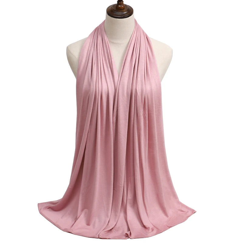 Jersey Modal Cotton Hijab – Soft Solid Color Long Scarf