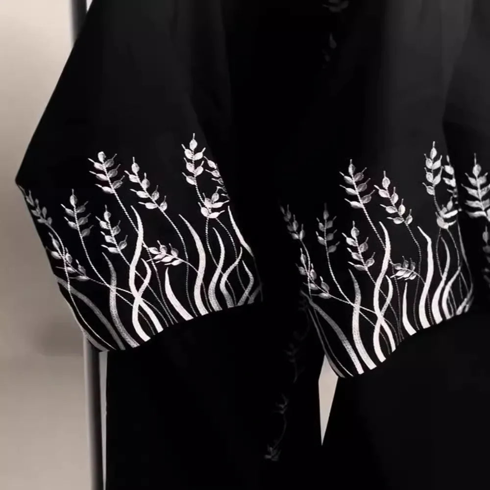 Eid Muslim Women Abaya Embroidery Modest Dresses Jalabiya