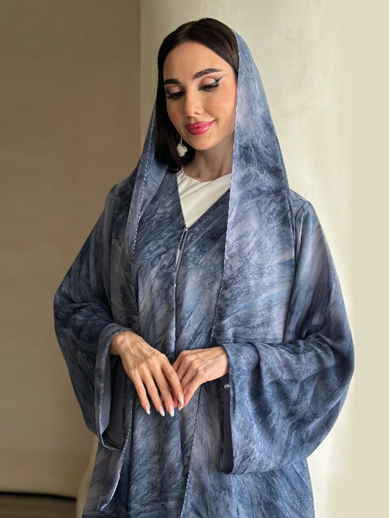 Printed Abaya & Scarf 2-Piece Set – Eid Ramadan