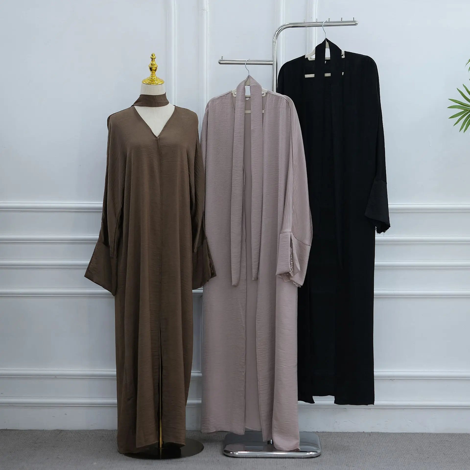 Eid Lace Split Sleeve Abaya – Daily Wear Modest Cardigan Dress