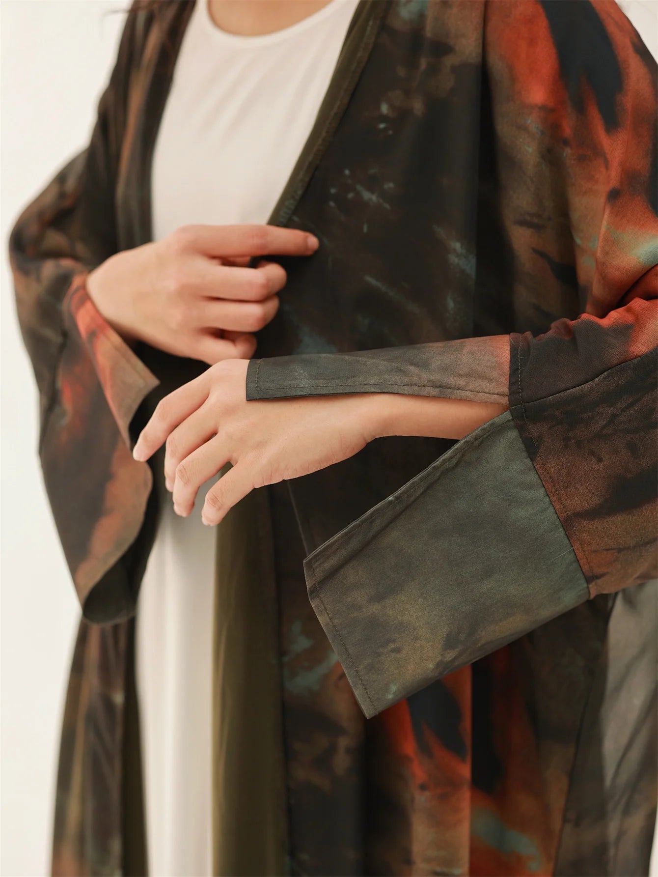 Tie-Dye Open Front Abaya – Arabian Maxi Dress