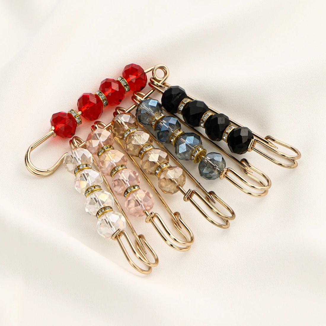 Elegant Pearl Hijab Brooch Pins – Stylish Mixed-Color Scarf Accessories