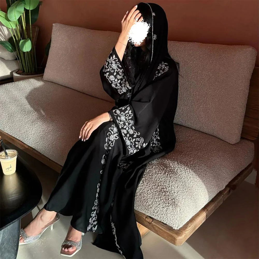Luxury Beaded Embroidery Abaya – Dubai Gold Hijab Kaftan