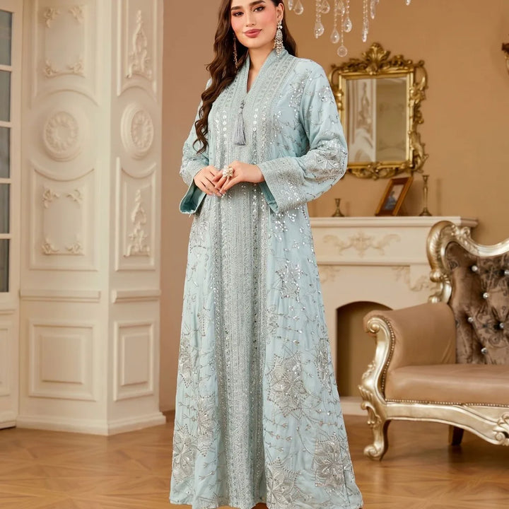 Print Embroidery Abaya – Eid Ramadan Long Robe