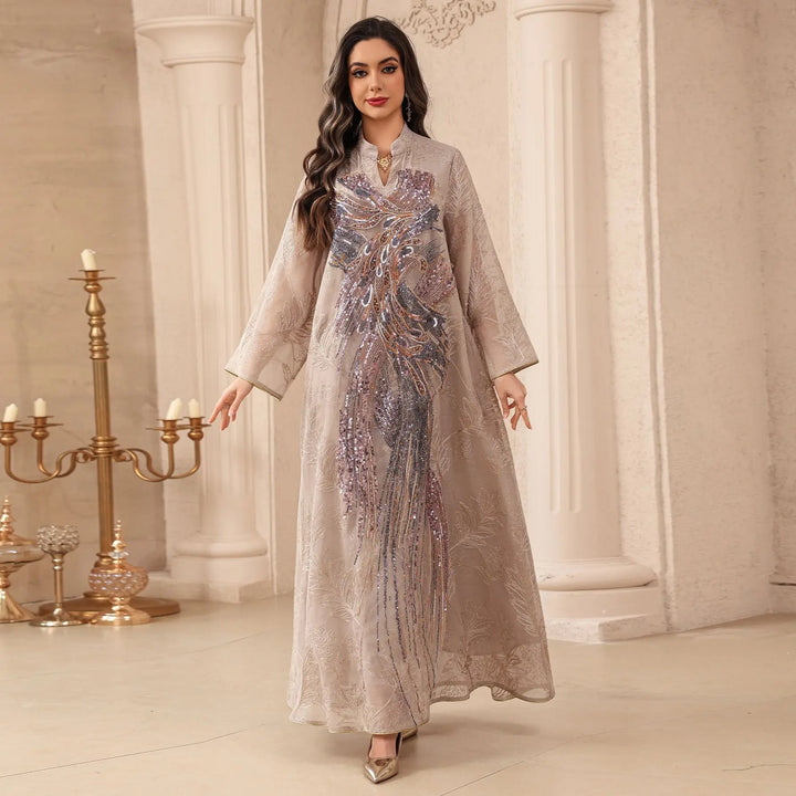 Sequin Embroidered Kaftan Abaya – Eid Party Dress