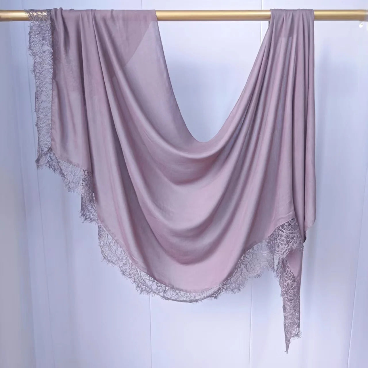 Lace Edge Modal Hijab Scarf – Breathable Cotton Turban Shawl