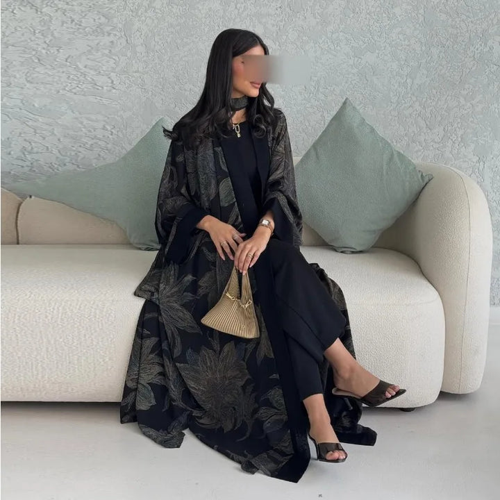 Eid Cardigan Abaya with Scarf – Dubai Kaftan Set