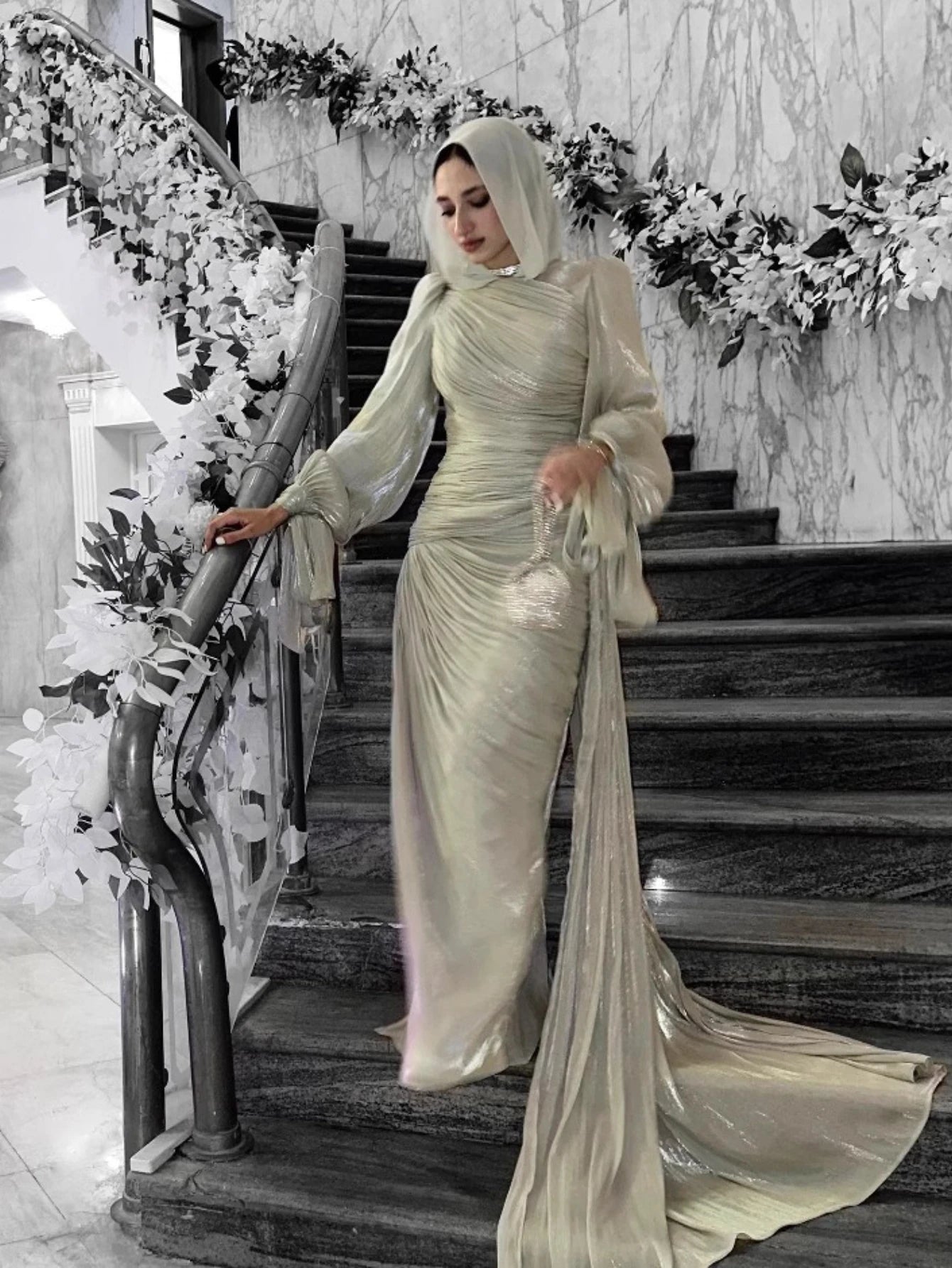 Eid Silky Women Dress Muslim Abaya Party Jalabiya