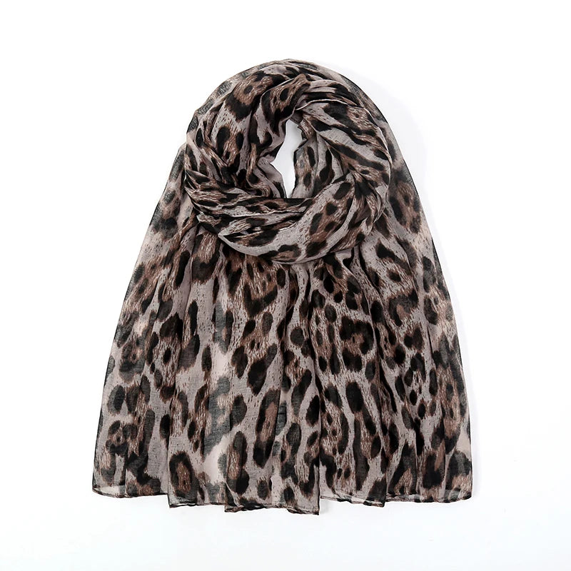 Voile Leopard Print Headscarf – Luxury Fashion Shawl