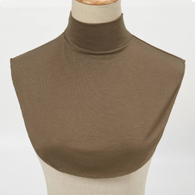 Womens Modal Turtleneck Fake Collar Islamic Hijab Extensions