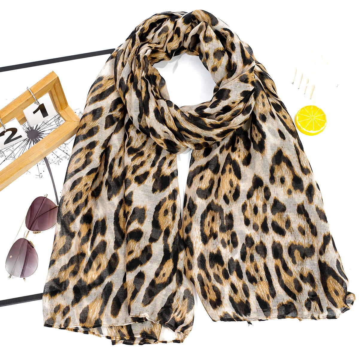 Voile Leopard Print Headscarf – Luxury Fashion Shawl
