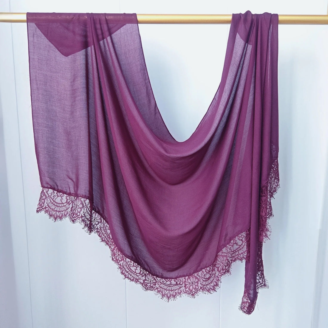 Lace Edge Modal Hijab Scarf – Breathable Cotton Turban Shawl