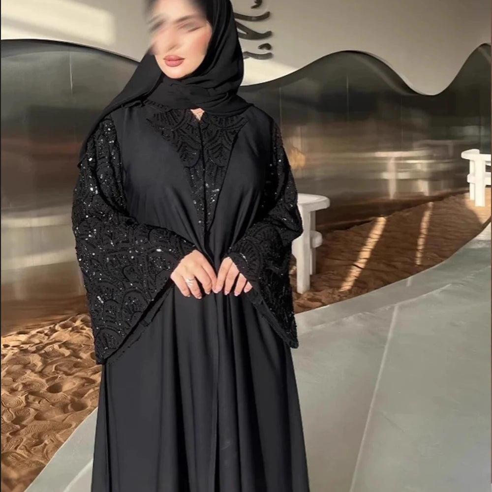 Ramadan Black Open Include Hijab Turban Abaya