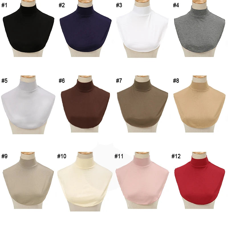 Womens Modal Turtleneck Fake Collar Islamic Hijab Extensions