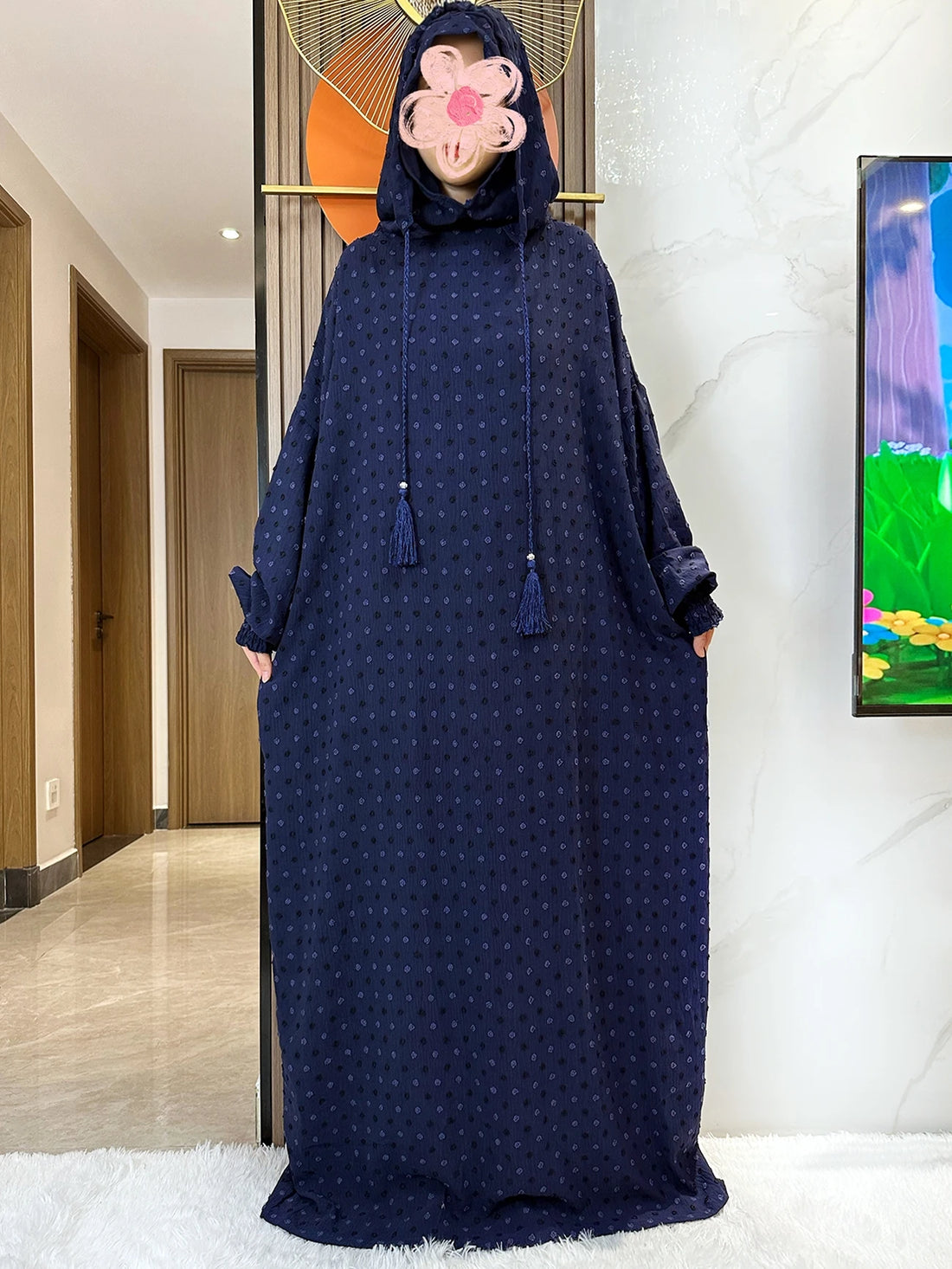 Latest Ramadan Soft Cotton Prayer Abaya Double Hats