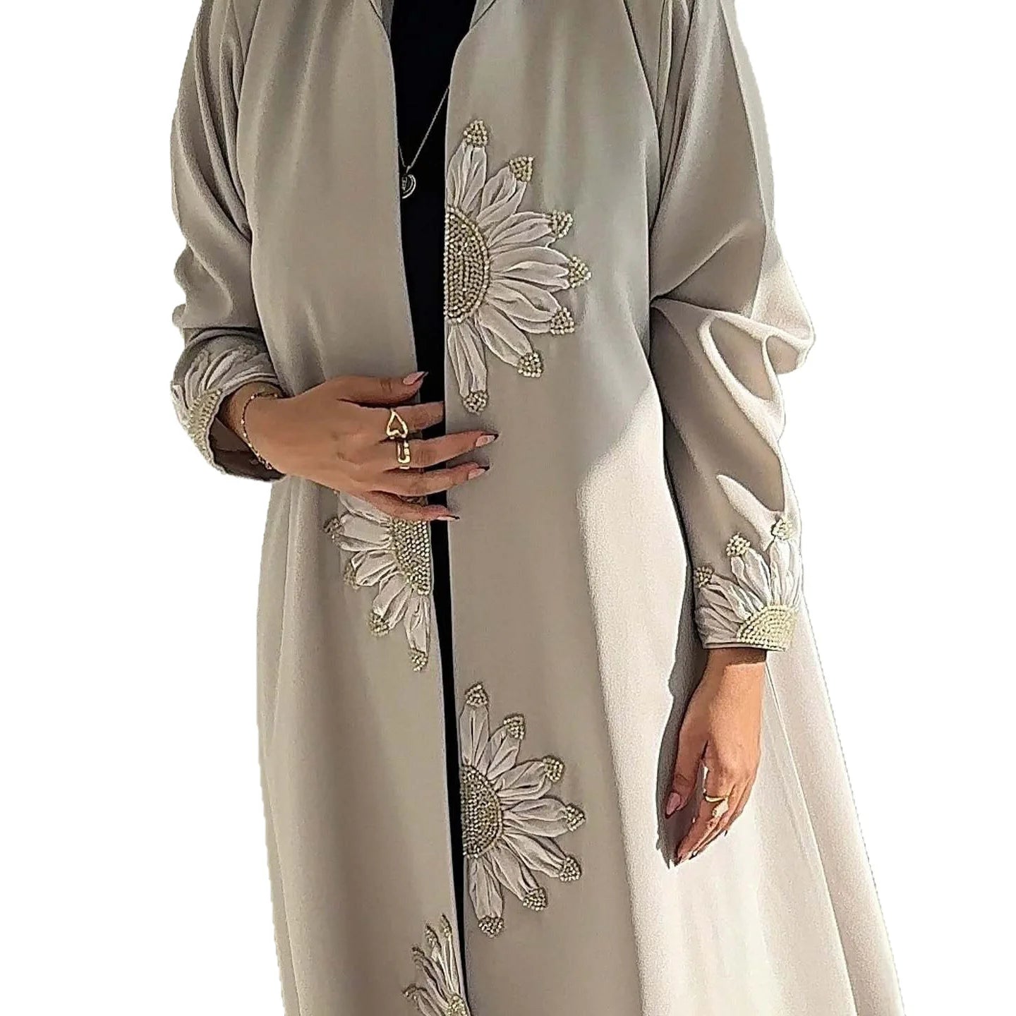 Embroidery Abaya Cardigan – Modest Eid Kaftan Robe