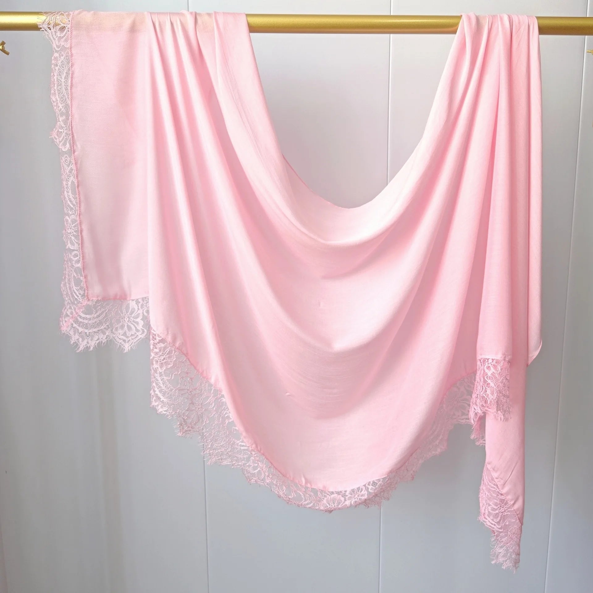 Lace Edge Modal Hijab Scarf – Breathable Cotton Turban Shawl