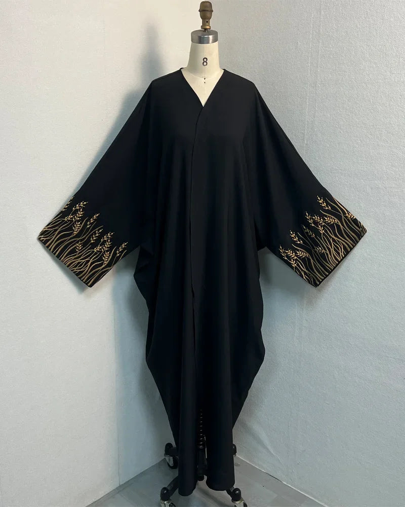 Eid Muslim Women Abaya Embroidery Modest Dresses Jalabiya