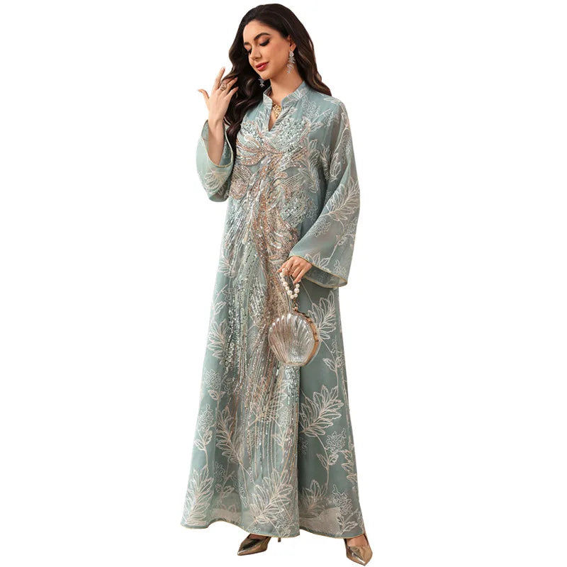 Sequin Embroidered Kaftan Abaya – Eid Party Dress