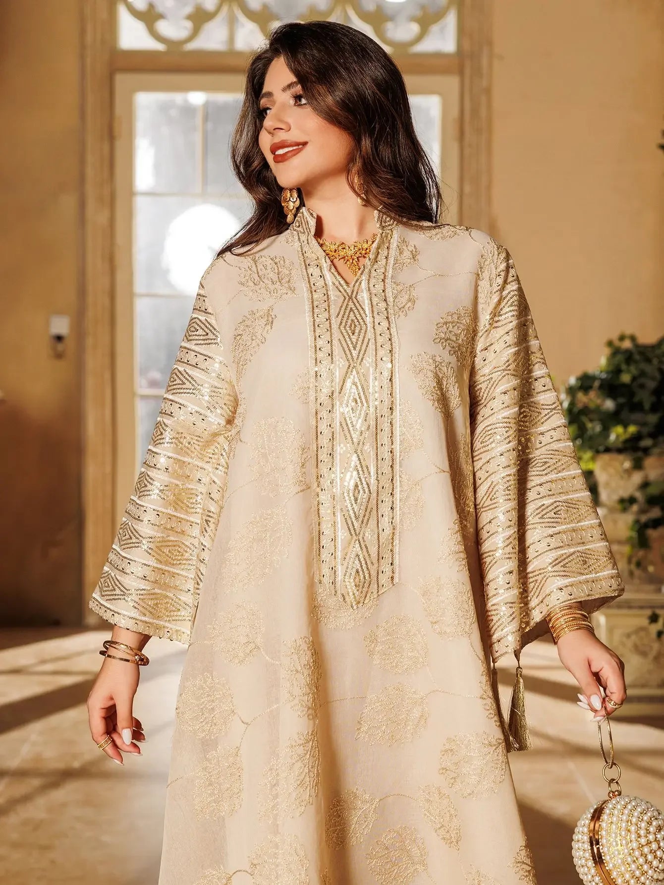 Embroidery Tassel Party Robe – Eid Muslim Long Kaftan