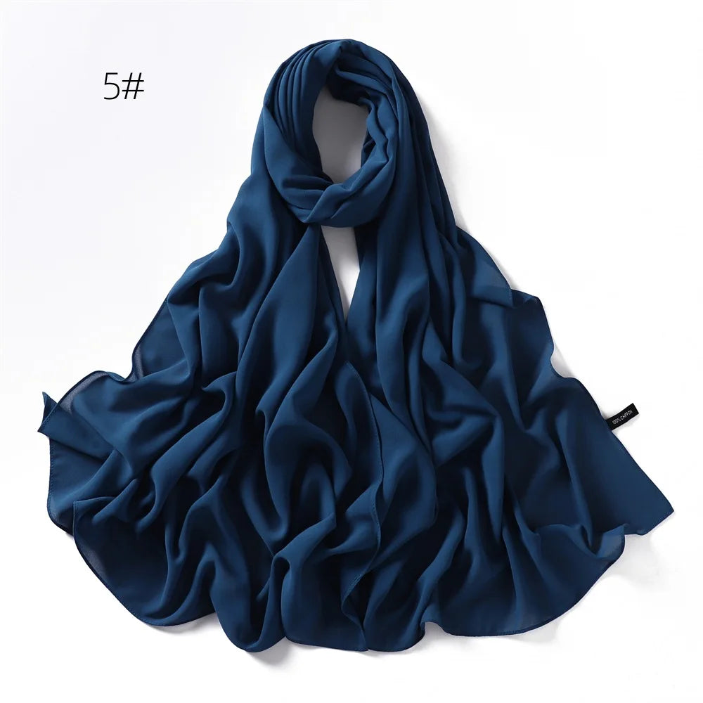 Solid Color Chiffon Hijab Shawl – Large 70x180cm