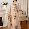 Sequin Leaf Embroidery Long Robe – Elegant Islamic Dress