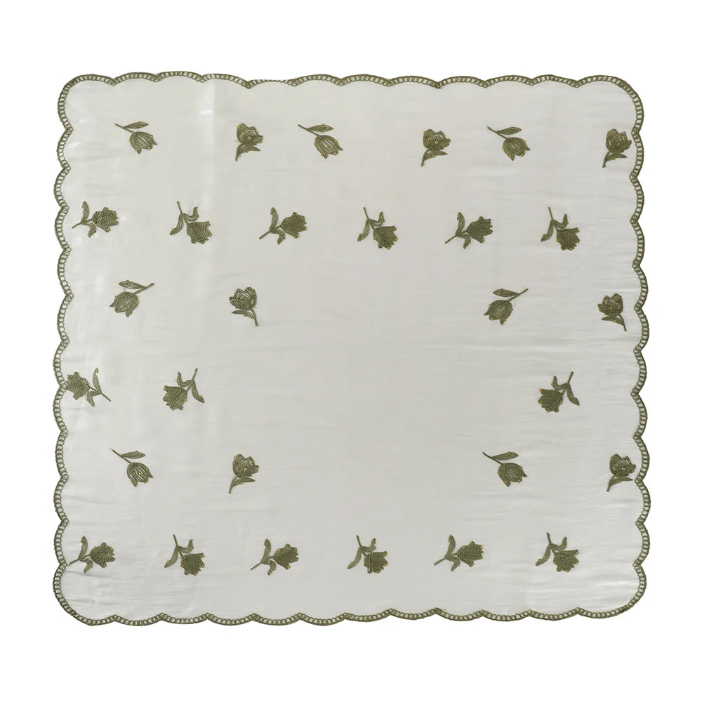 90×90cm Floral Embroidery Chiffon Hijab – Lightweight Shimmer Scarf
