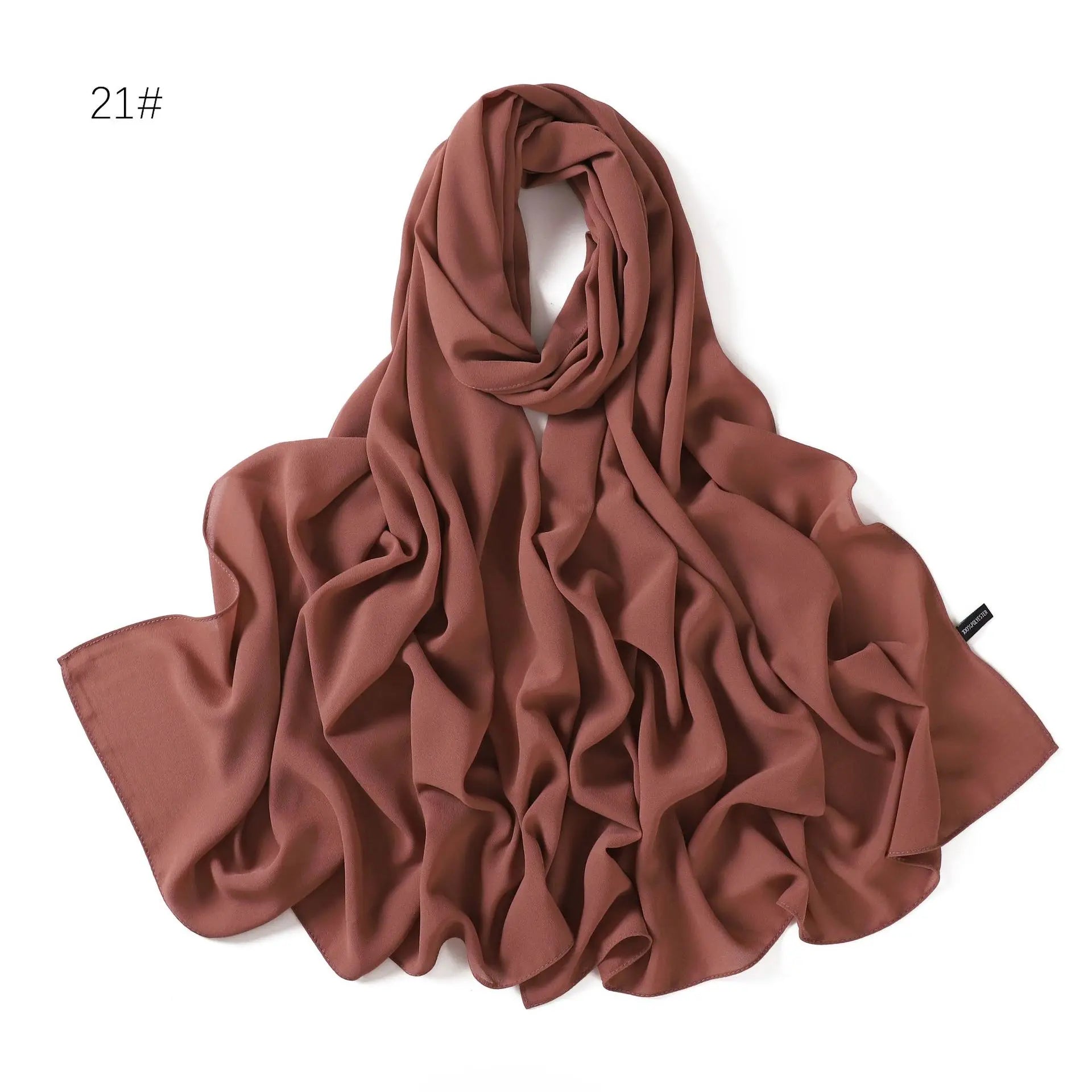 Solid Color Chiffon Hijab Shawl – Large 70x180cm