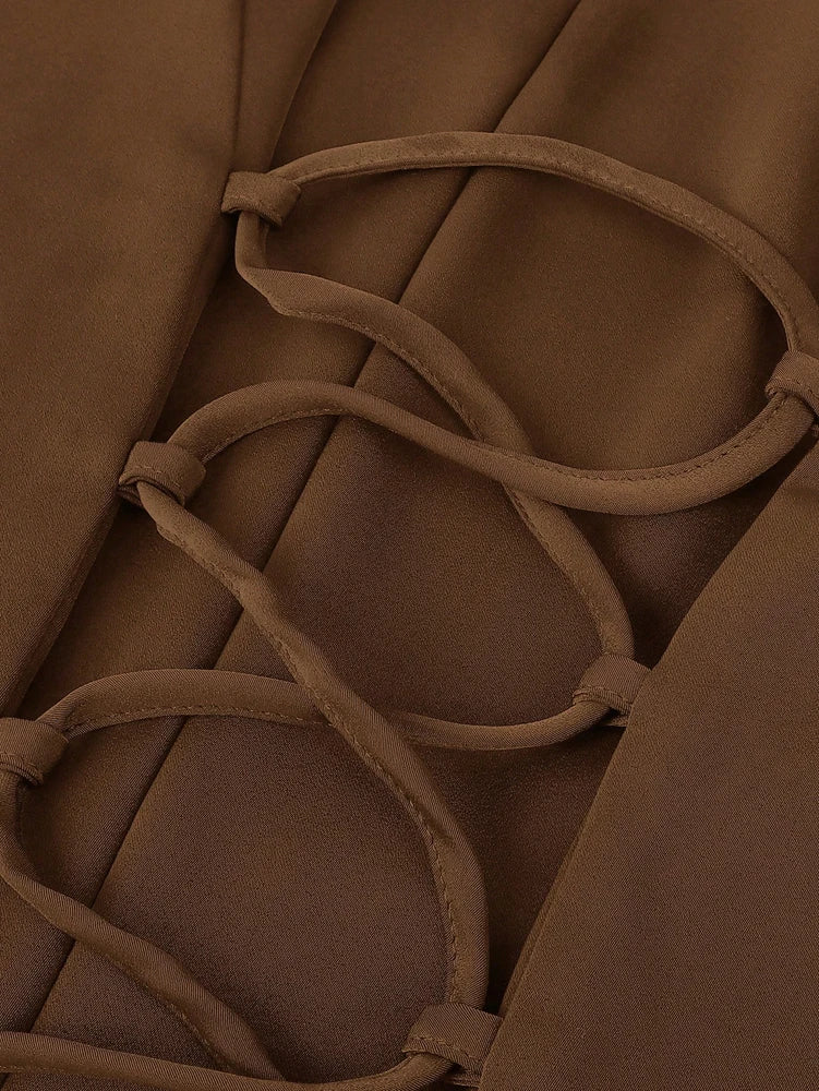 Fall 2026 New Arrivals: Women's Satin Fitted-Waist Bell-Sleeve Maxi Dress—