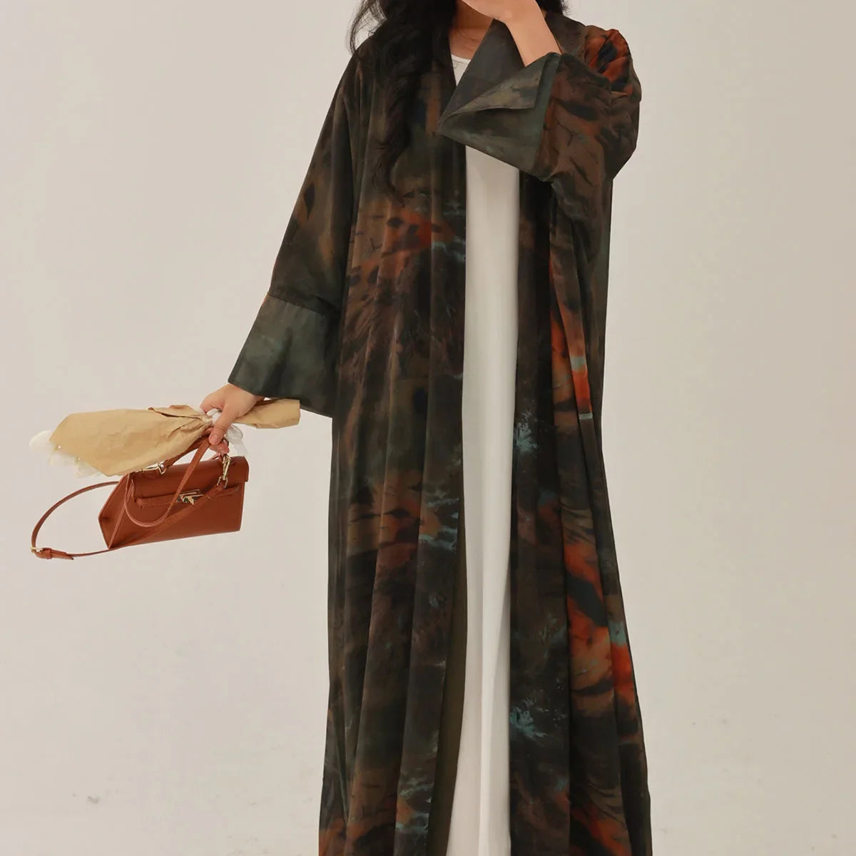Tie-Dye Open Front Abaya – Arabian Maxi Dress