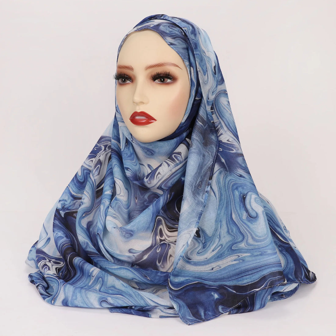 Watercolor Print Hijab – Soft Bohemian Floral Shawl Scarf