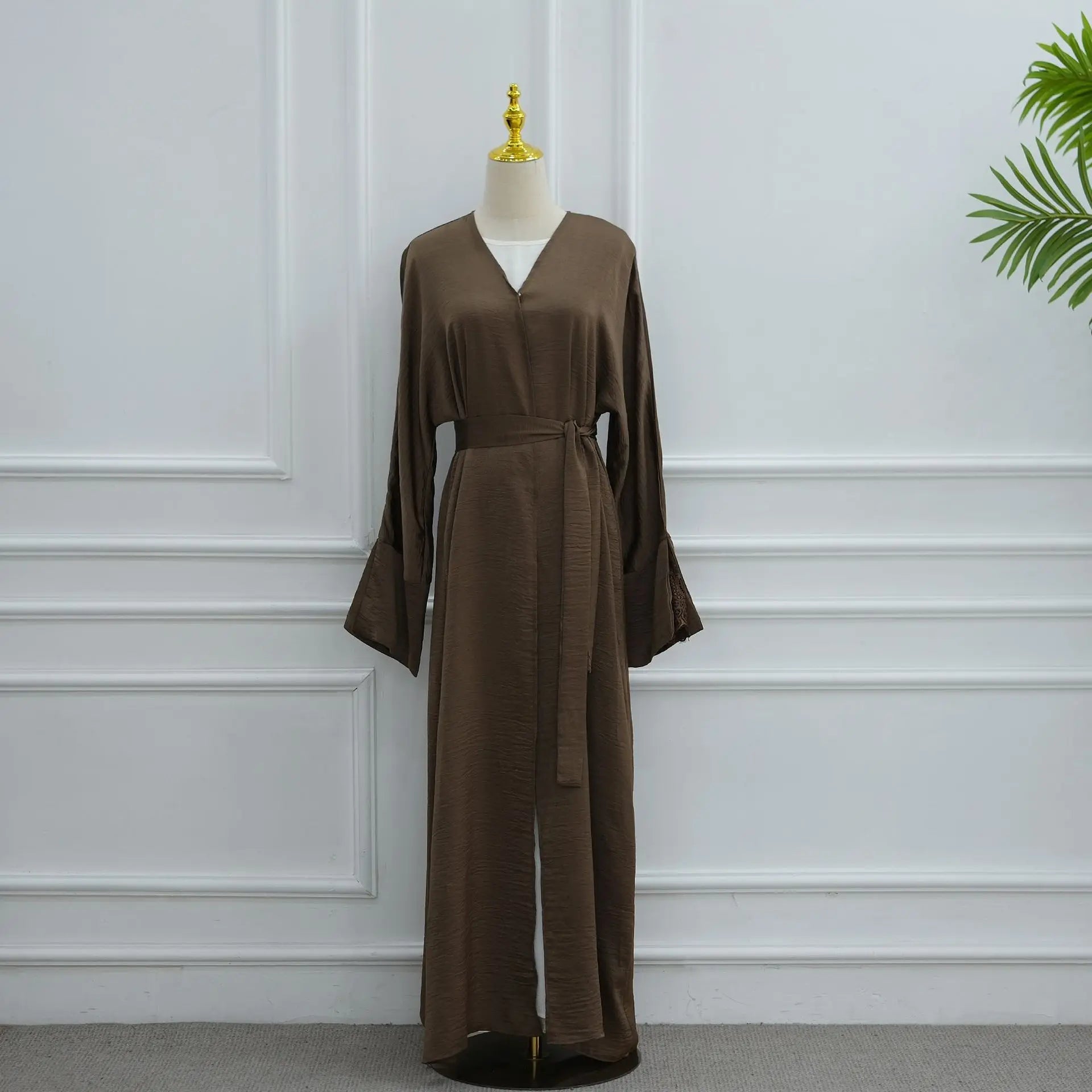Eid Lace Split Sleeve Abaya – Daily Wear Modest Cardigan Dress