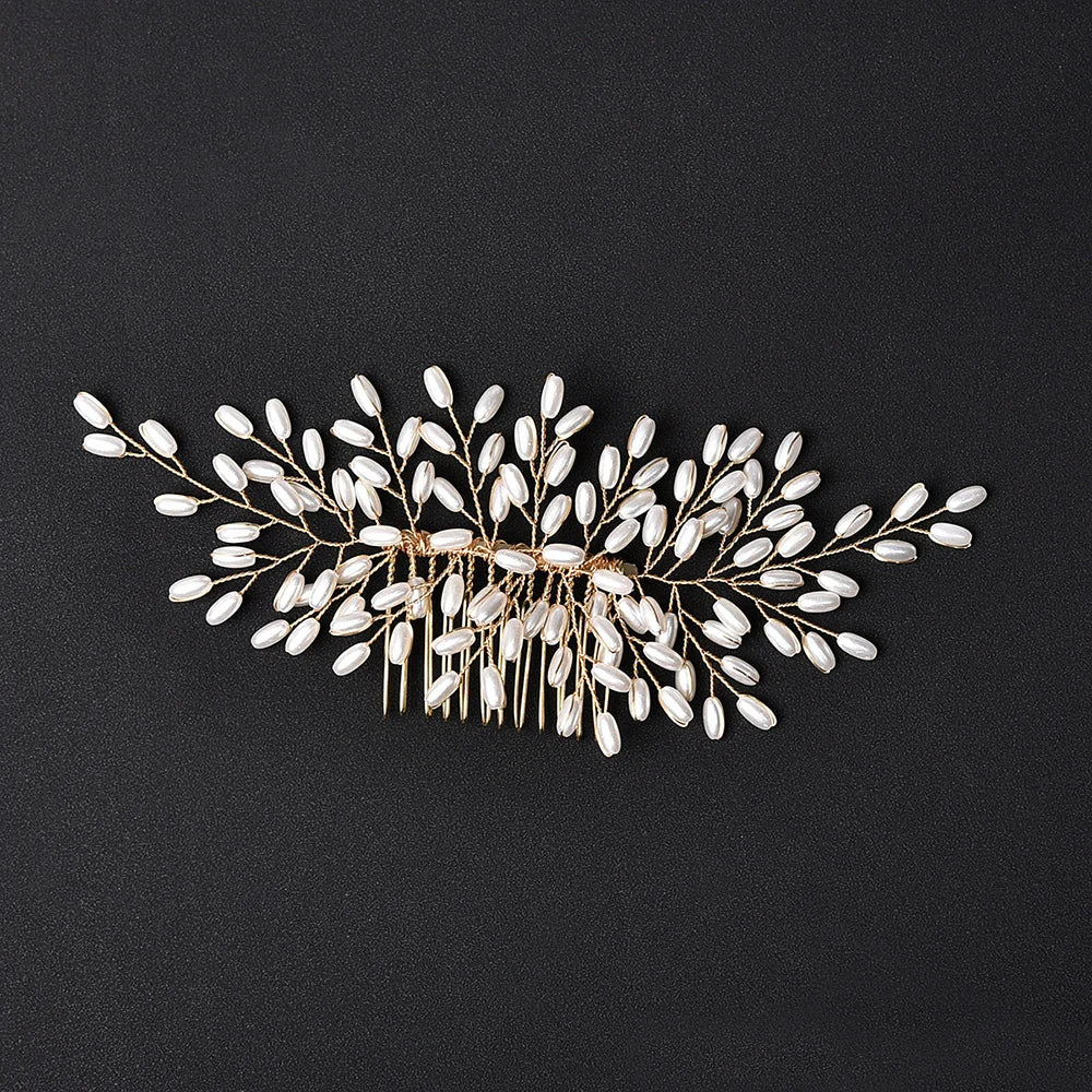 Elegant Pearl Hair Comb – Handmade Bridal Hairpin for Women & Girls