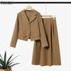 Elegant Women 2-Piece Skirt Suits Peak Lapel Long Sleeve Outfits
