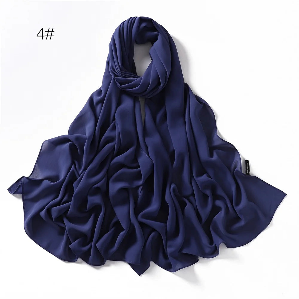 Solid Color Chiffon Hijab Shawl – Large 70x180cm