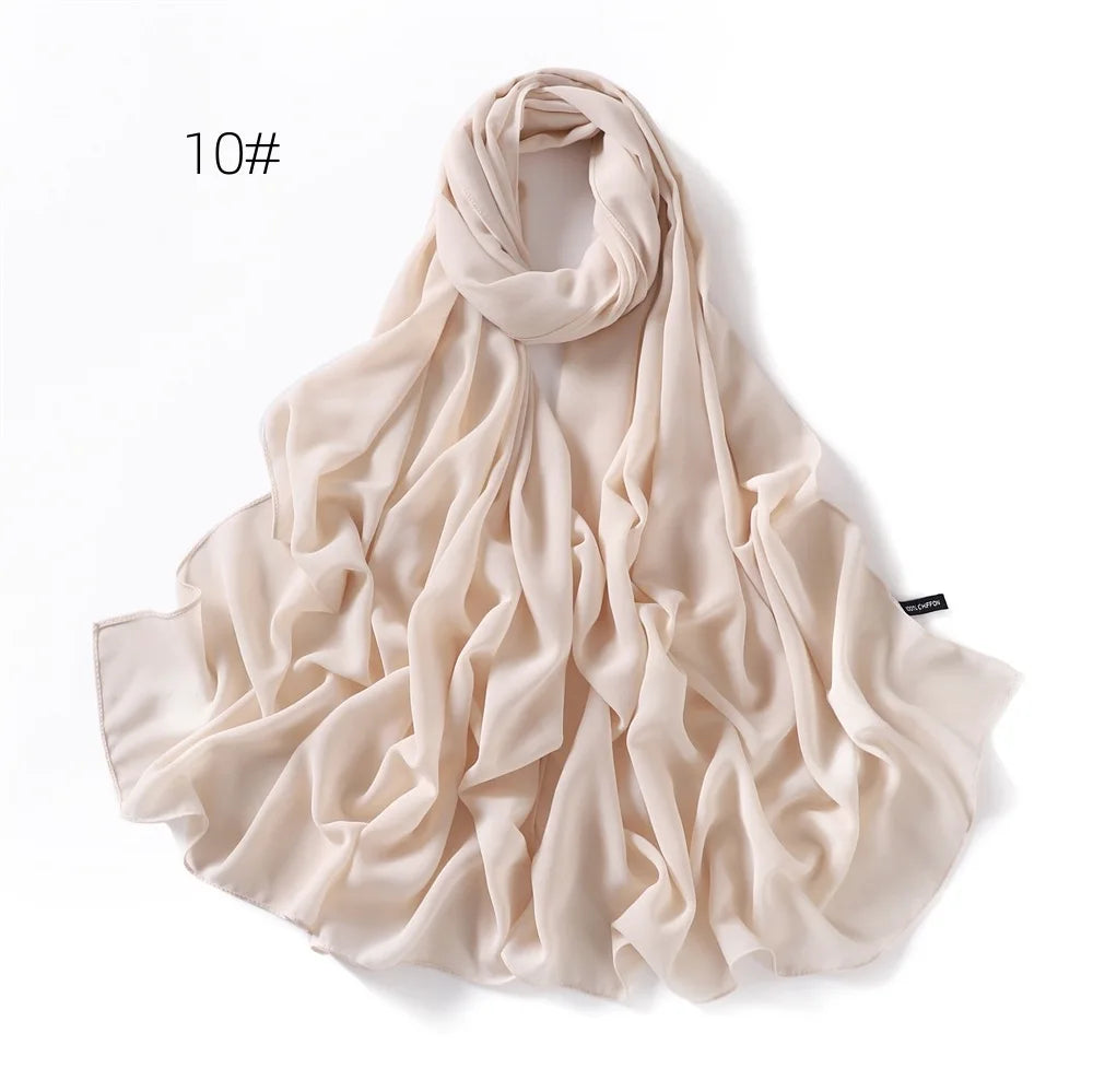 Solid Color Chiffon Hijab Shawl – Large 70x180cm