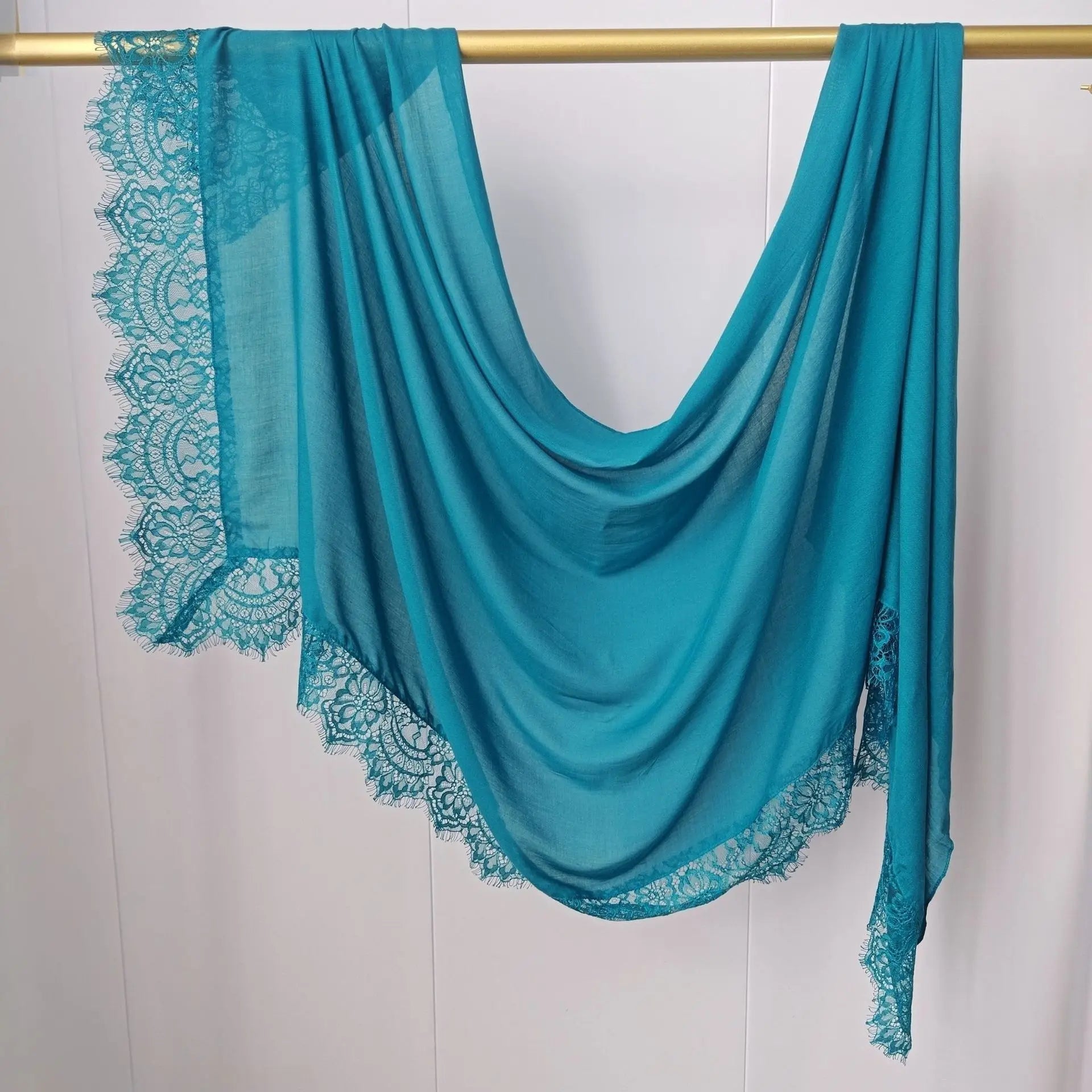 Lace Edge Modal Hijab Scarf – Breathable Cotton Turban Shawl