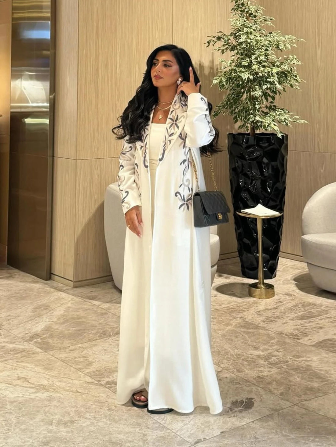 Embroidered Open Abaya – Eid Print Cardigan Kaftan