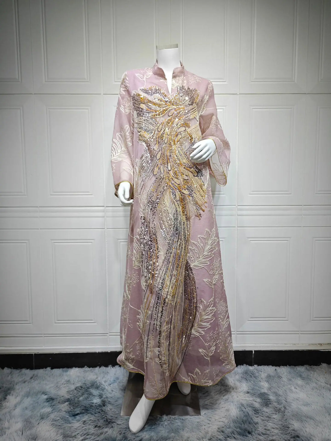 Sequin Embroidered Kaftan Abaya – Eid Party Dress