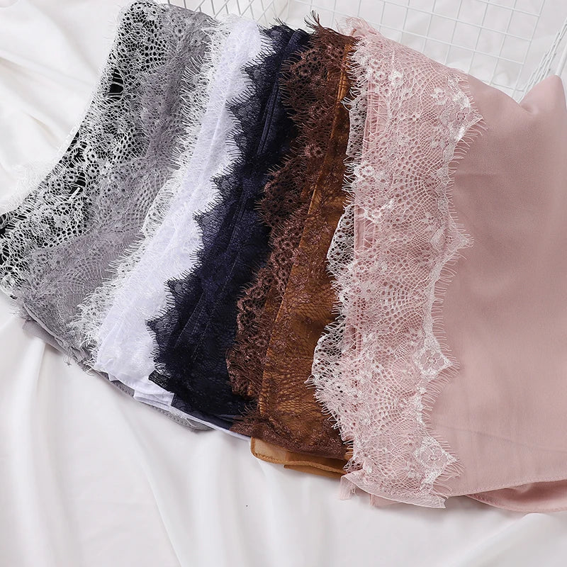Soft Lace Chiffon Hijab Scarf – Premium Plain Headwrap