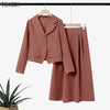 Elegant Women 2-Piece Skirt Suits Peak Lapel Long Sleeve Outfits
