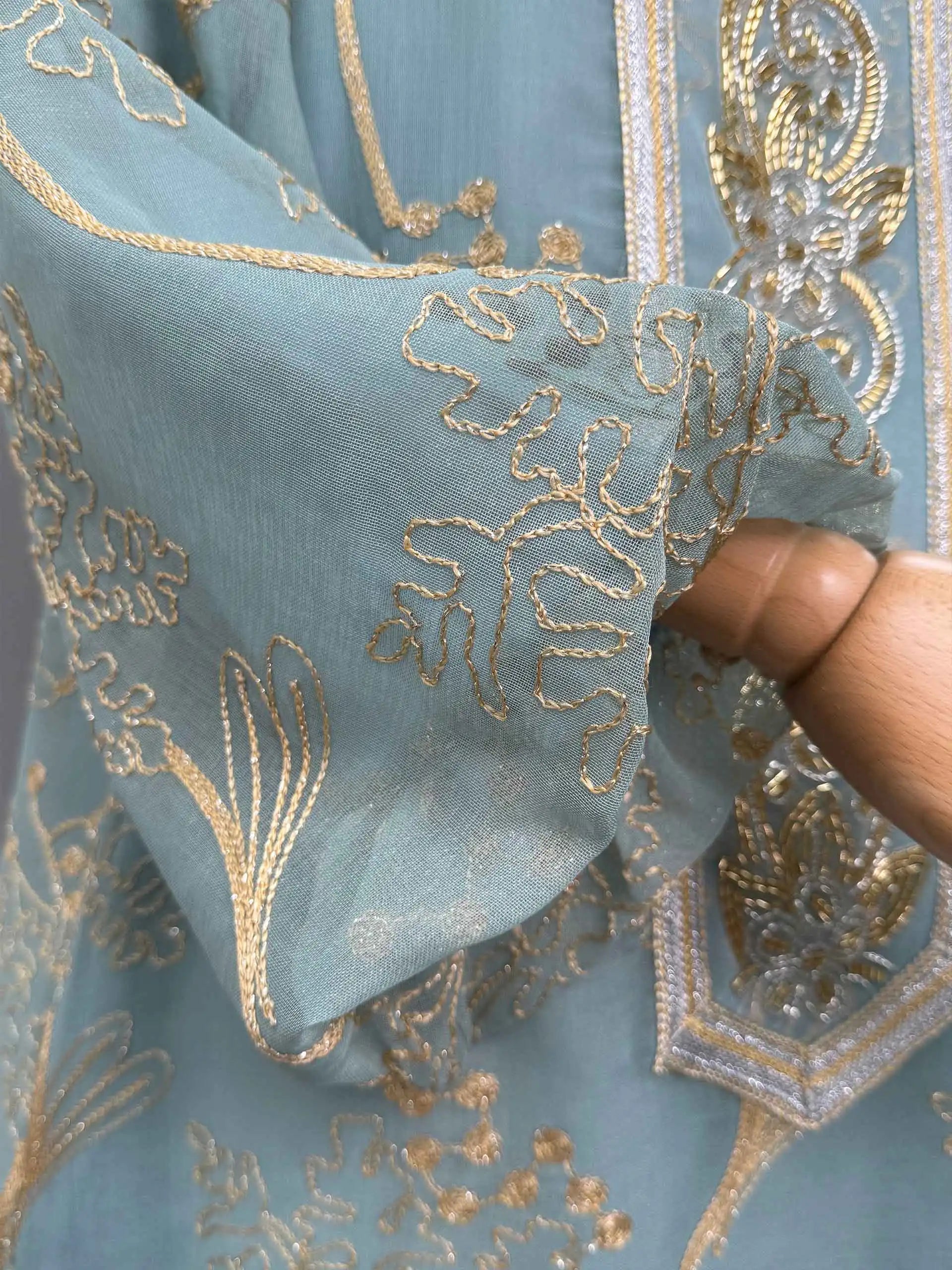 Floral Gold Embroidery Abaya – Casual Ramadan Dress