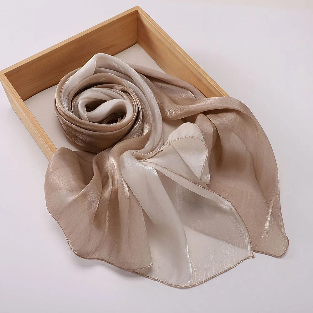Luxury Two-Tone Gradient Satin Hijab – Elegant Shimmering Headscarf
