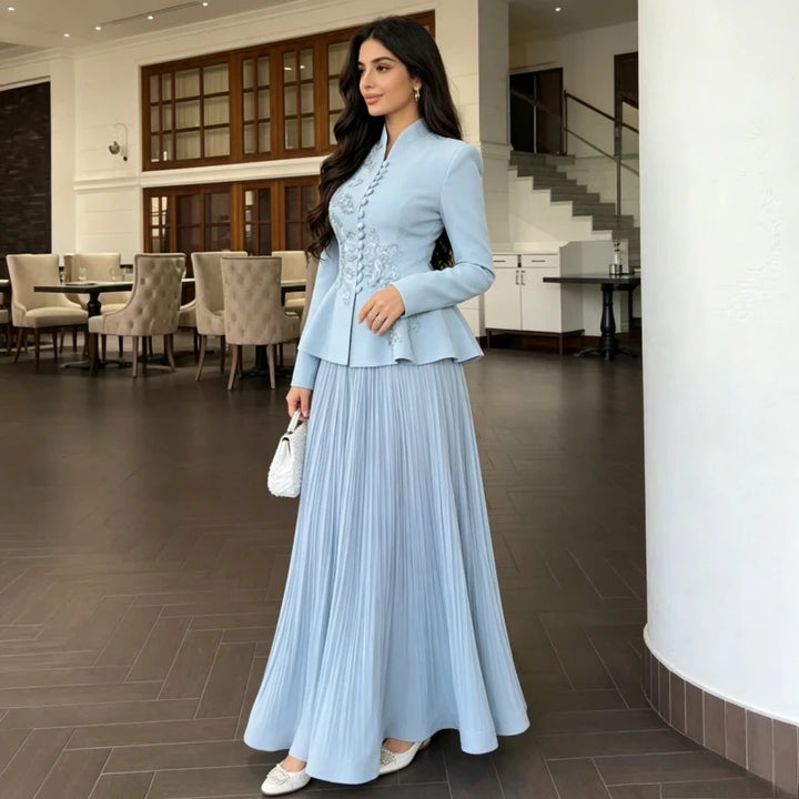 Skirts 2 Piece Set Muslim Party Ensemble Ramadan Embroidered Outfits