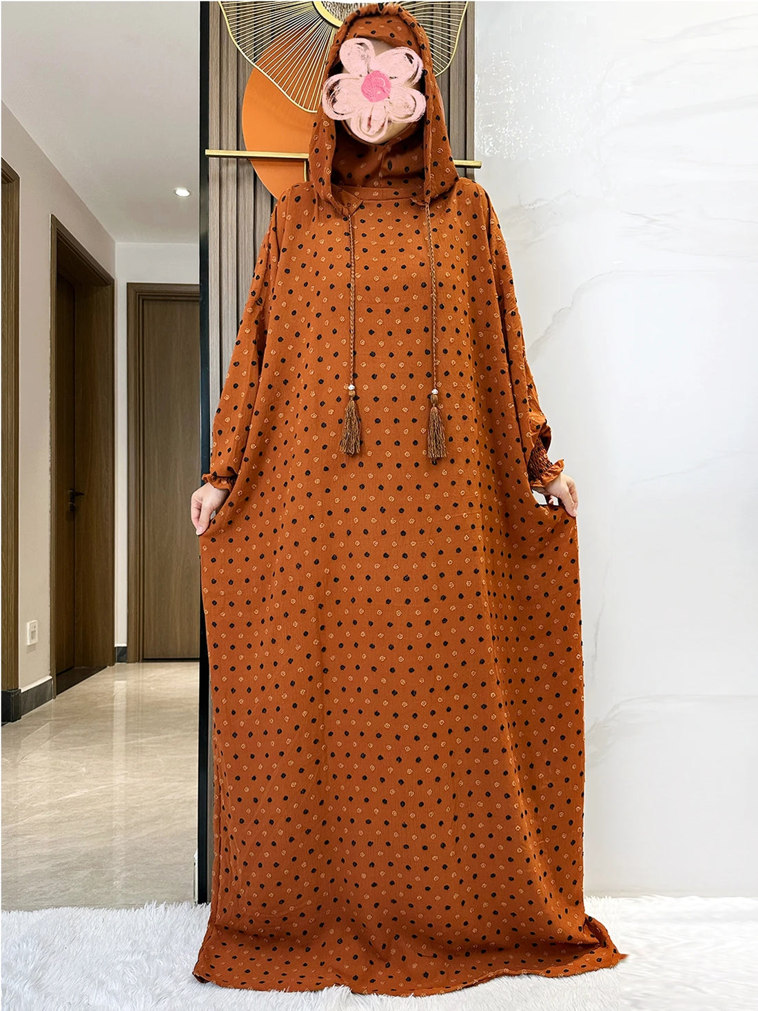 Latest Ramadan Soft Cotton Prayer Abaya Double Hats