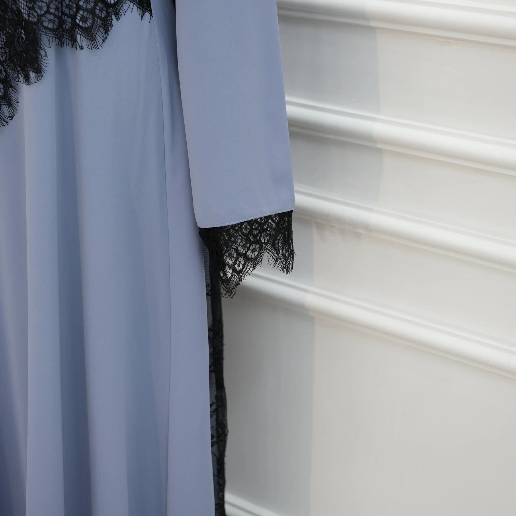 Summer Black Lace Overlay Feminine Modest Slim-Fit Muslimah Dress