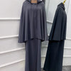 Eid Hooded Muslim Women Long Khimar Hijab Dress Set