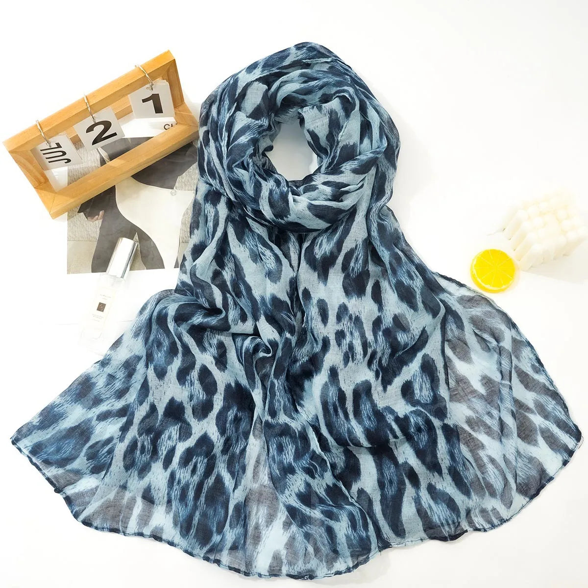 Voile Leopard Print Headscarf – Luxury Fashion Shawl