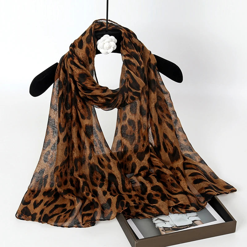 Voile Leopard Print Headscarf – Luxury Fashion Shawl