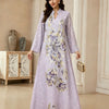 Bead Embroidered V-Neck Arabic Dress – Elegant Kaftan